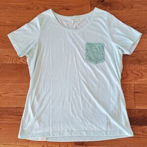 2 for $15 | Cheeky's Tiffany Blue Sparkle Pocket Short Sleeve Tee